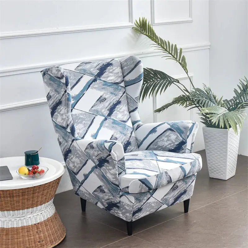Housse de chaise à oreilles imprimées de fleurs, housse de fauteuil extensible en Spandex, moderne, amovible, pour canapé de détente, housse de protection pour meubles Housse de France