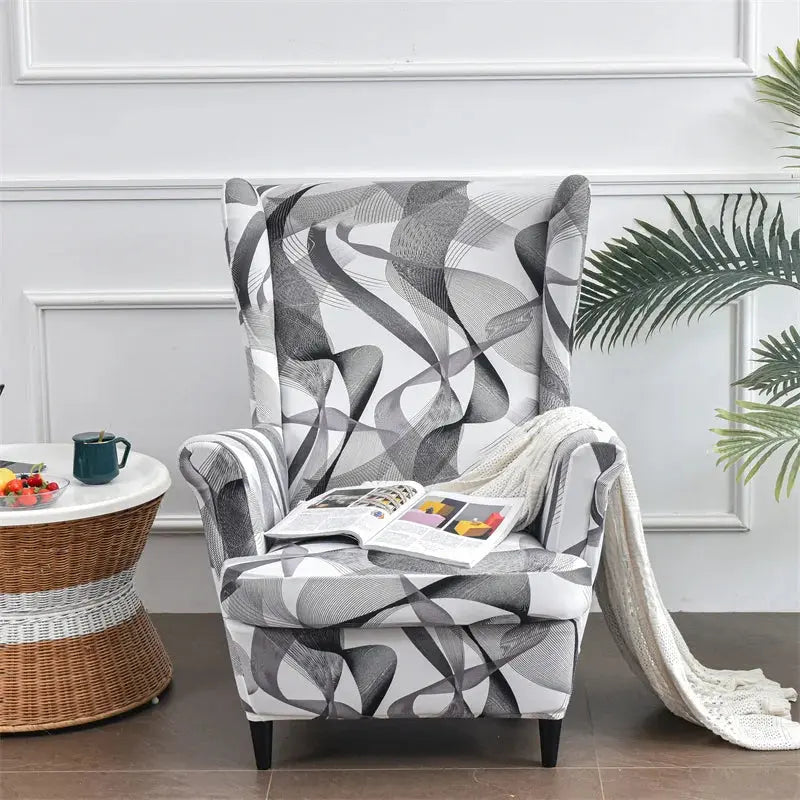 Housse de chaise à oreilles imprimées de fleurs, housse de fauteuil extensible en Spandex, moderne, amovible, pour canapé de détente, housse de protection pour meubles Housse de France