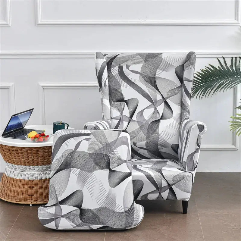 Housse de chaise à oreilles imprimées de fleurs, housse de fauteuil extensible en Spandex, moderne, amovible, pour canapé de détente, housse de protection pour meubles Housse de France