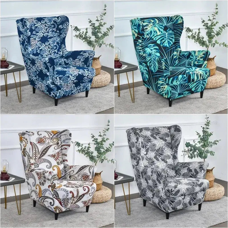 Housse de protection extensible pour fauteuil, fauteuil à ailes de plantes tropicales, en Spandex, style nordique, amovible, pour canapé Housse de France