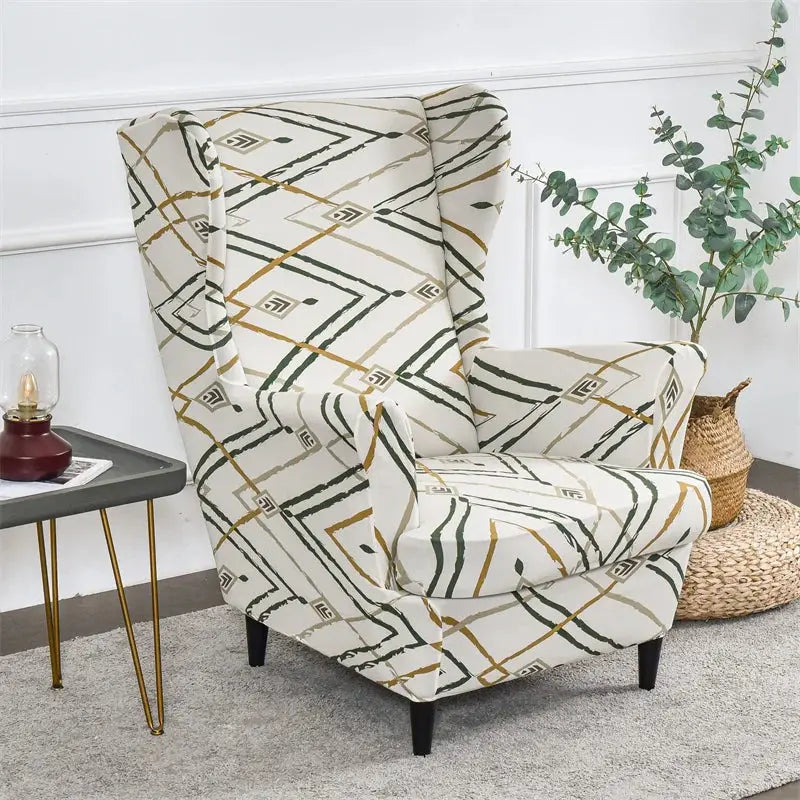 Housse de protection extensible pour fauteuil, fauteuil à ailes de plantes tropicales, en Spandex, style nordique, amovible, pour canapé Housse de France