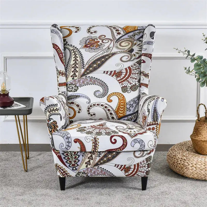 Housse de protection extensible pour fauteuil, fauteuil à ailes de plantes tropicales, en Spandex, style nordique, amovible, pour canapé Housse de France