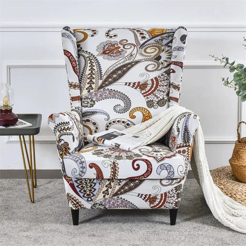 Housse de protection extensible pour fauteuil, fauteuil à ailes de plantes tropicales, en Spandex, style nordique, amovible, pour canapé Housse de France