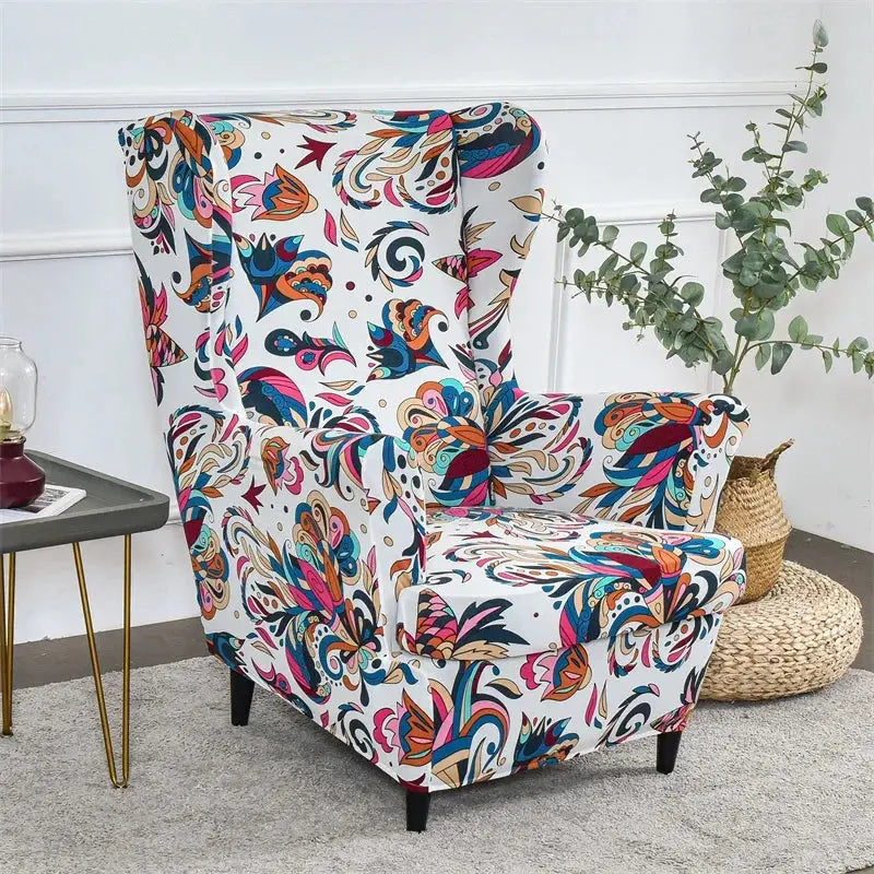 Housse de protection extensible pour fauteuil, fauteuil à ailes de plantes tropicales, en Spandex, style nordique, amovible, pour canapé Housse de France