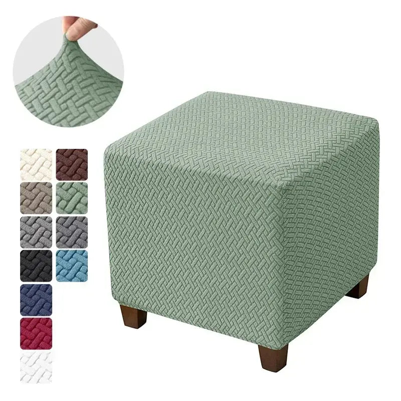 Housse de tabouret ottoman en Jacquard, couvre-pieds carrés élastiques, extensibles, Anti-poussière, tout compris, pour le salon Housse de France