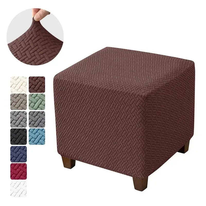 Housse de tabouret ottoman en Jacquard, couvre-pieds carrés élastiques, extensibles, Anti-poussière, tout compris, pour le salon Housse de France