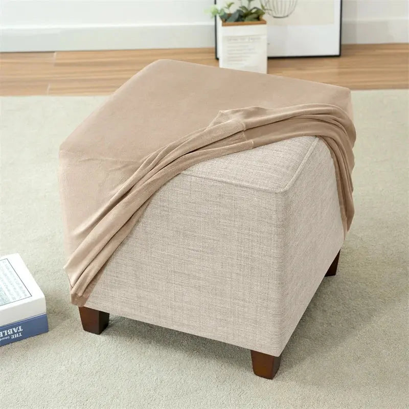 Housses de repose-pieds élastiques en velours doux, étui de protection de meubles, housses de tabouret pouf, maison de salon Housse de France