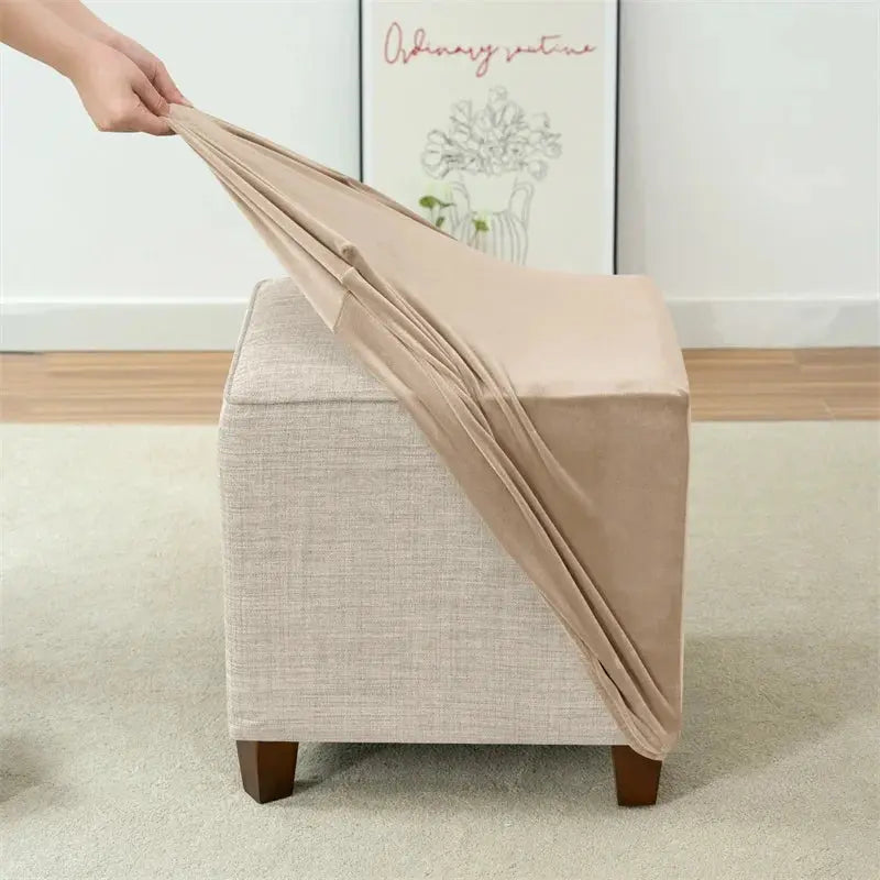 Housses de repose-pieds élastiques en velours doux, étui de protection de meubles, housses de tabouret pouf, maison de salon Housse de France