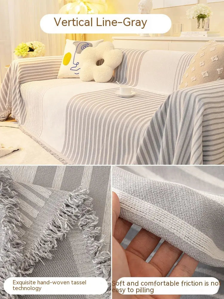 Plaid Canapé Anti-Griffure CLARON FS Vertical Line Gray-180x300cm