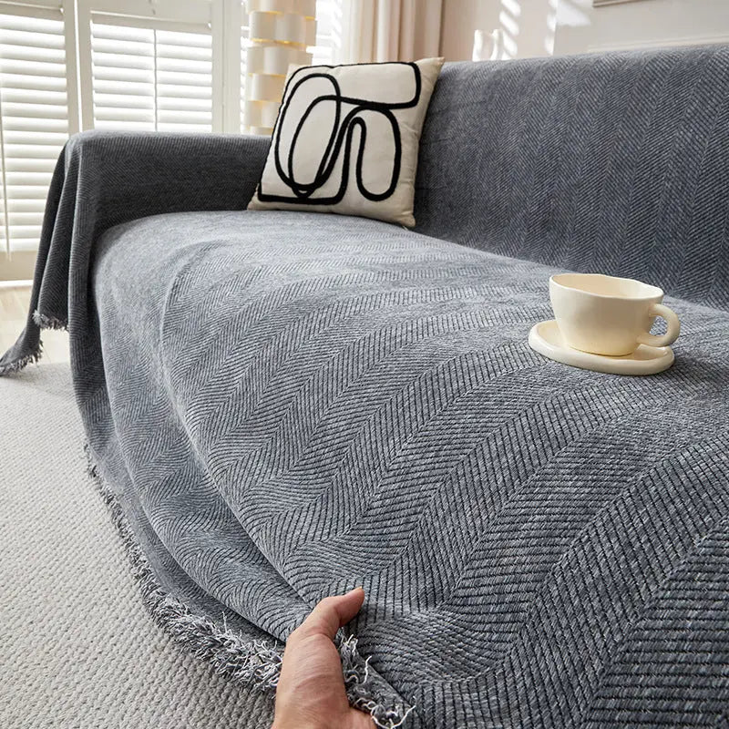 Plaid Canapé Antitache ERENIX Fishbone Dark Gray-180×260cm