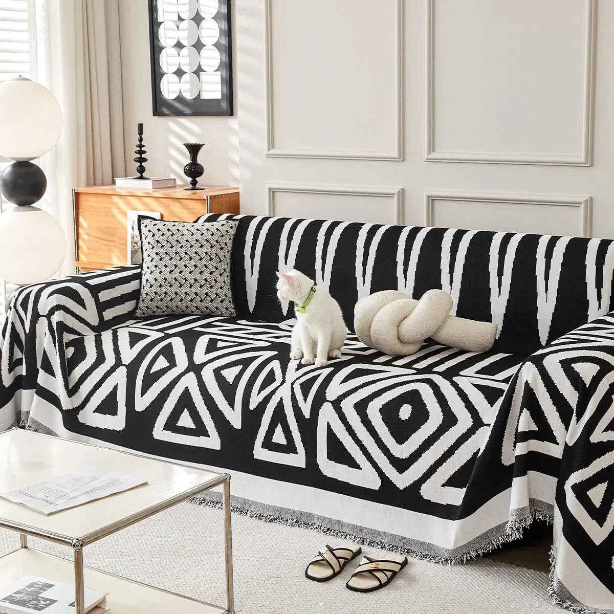 Plaid Canapé Chenille BohoYB Black-180*420cm