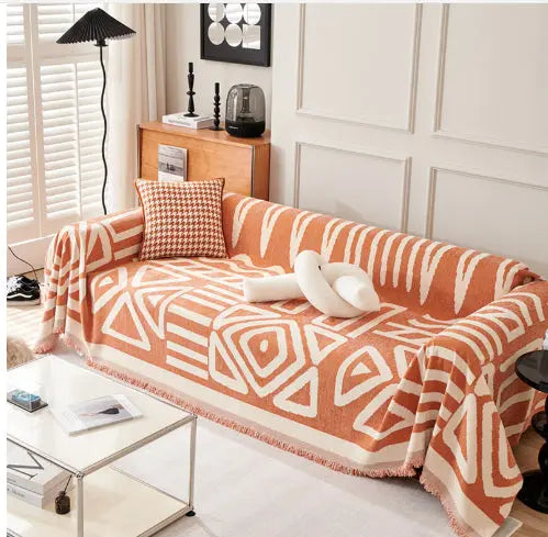 Plaid Canapé Chenille BohoYB Orange-180*130cm
