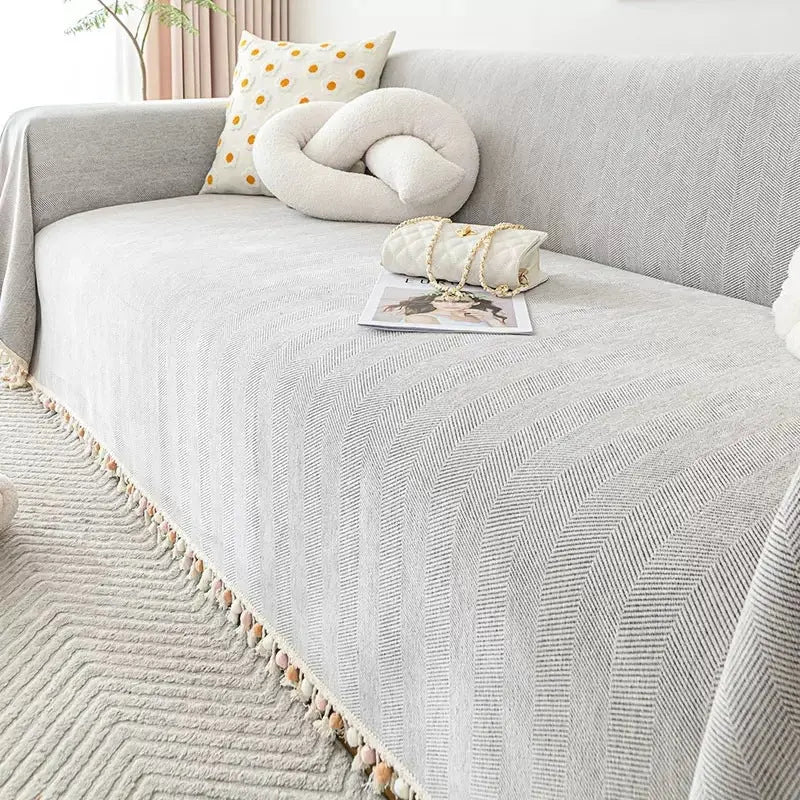 Plaid Canapé Chenille Moderne VERIA Light Gray-180x400