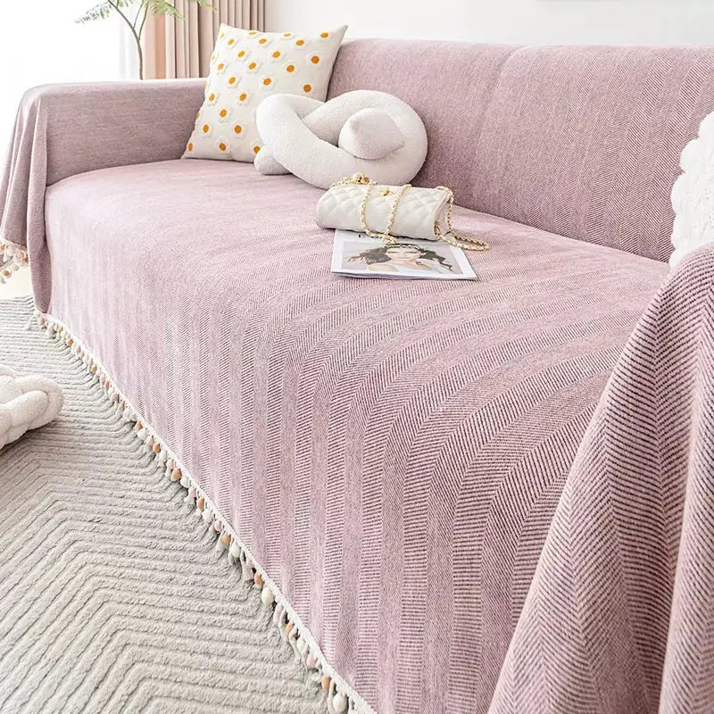 Plaid Canapé Chenille Moderne VERIA Pink-180x260