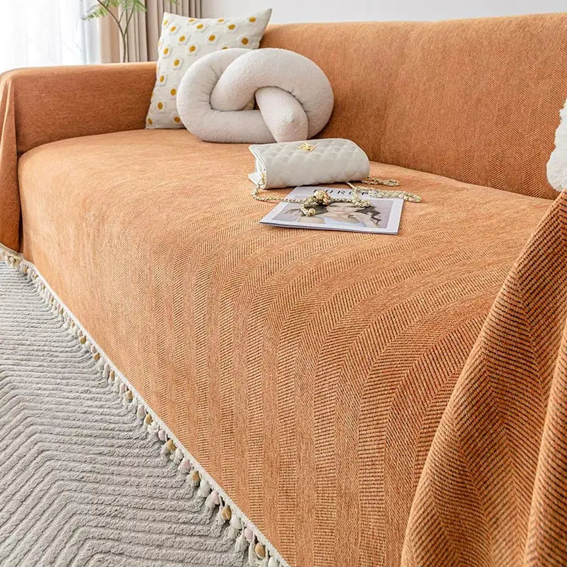 Plaid Canapé Chenille Moderne VERIA Orange Red-180x230