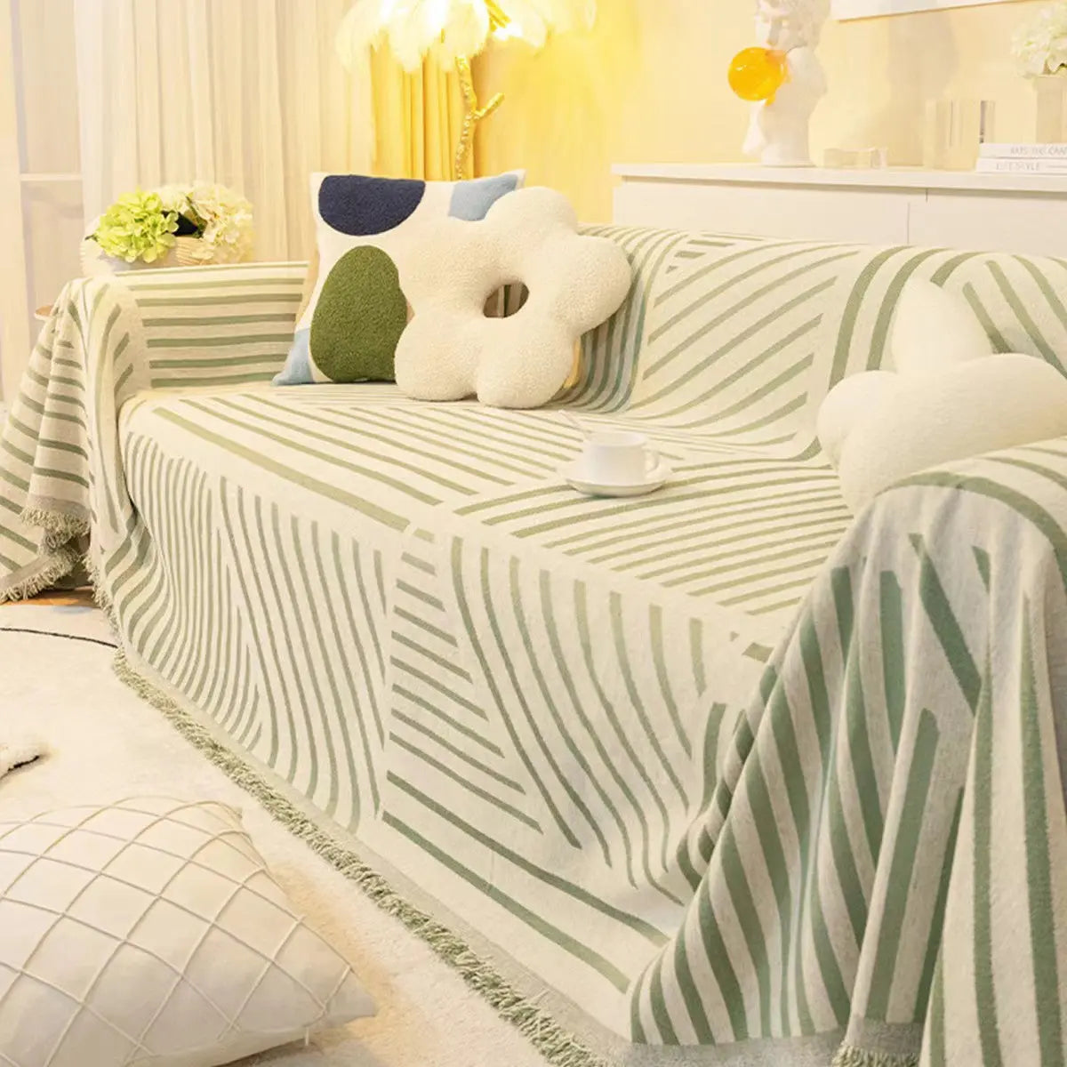 Plaid Canapé Chenille Stripes YBGreen Yb Youyin Green-180x260cm