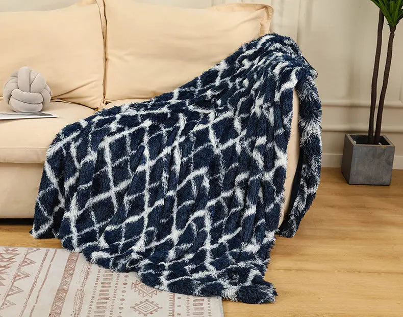 Plaid Canapé Douillet COCON Navy blue grid-127x153cm