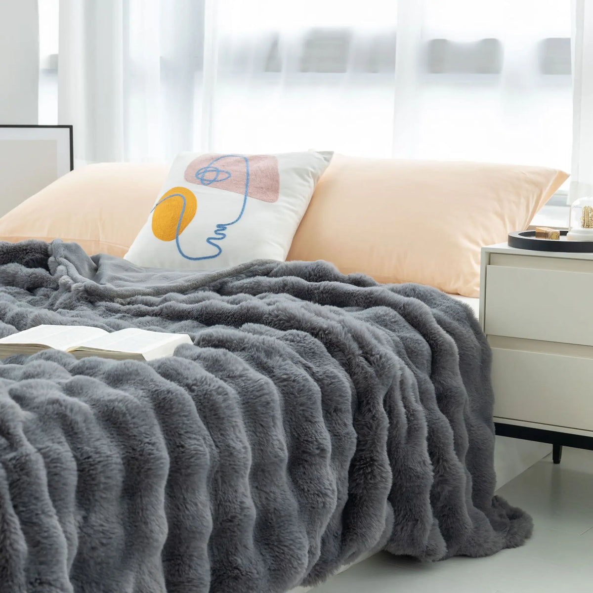 Plaid Canapé Flanelle SOPHIE Dark Gray-70x100cm