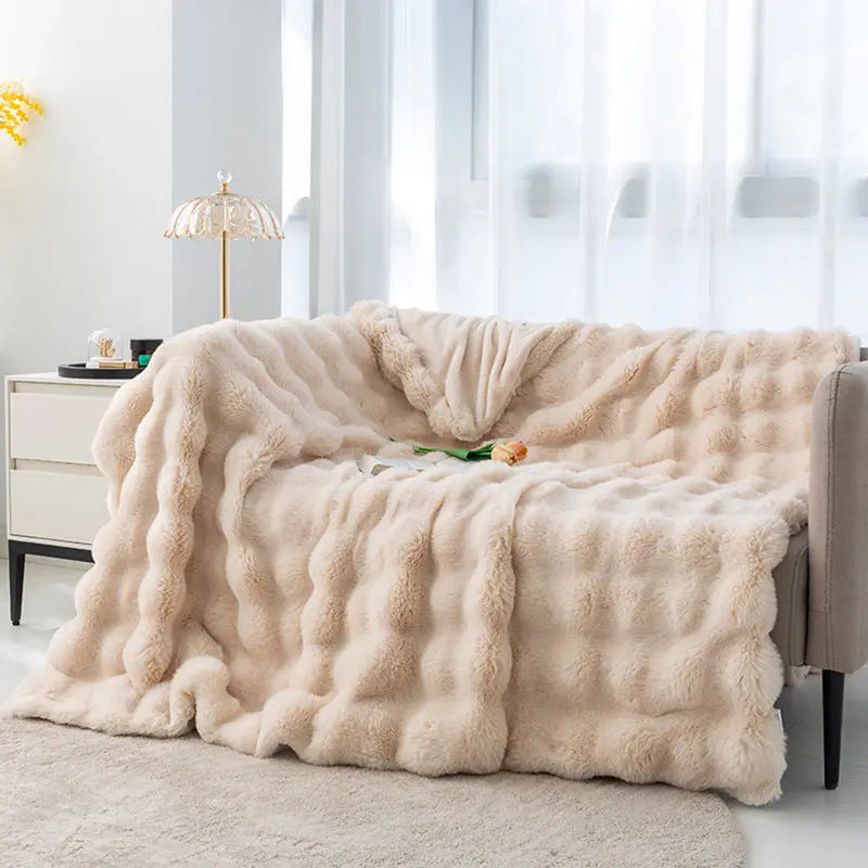 Plaid Canapé Flanelle SOPHIE Beige-70x100cm