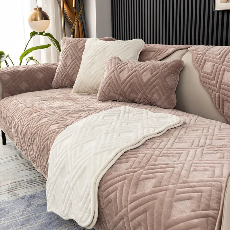 Plaid Canapé Luxe Velours SOFLUX Diamond Light Coffee-110x180CM