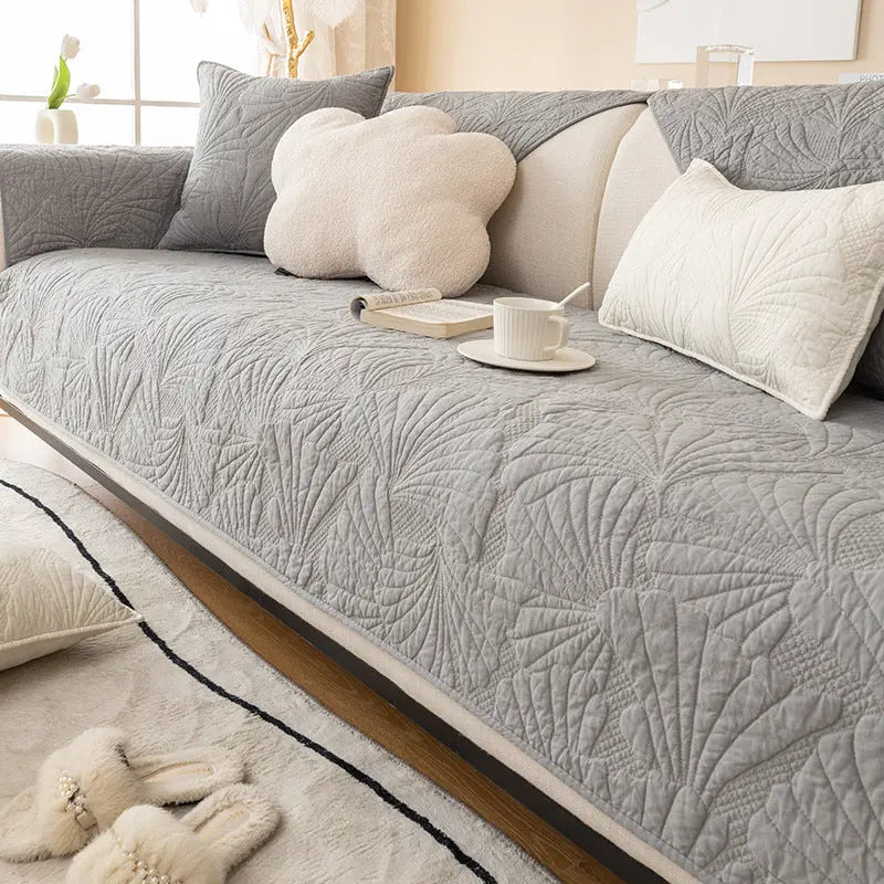 Plaid Canapé Moderne Antidér Glora Ginkgo light grey-110x240cm