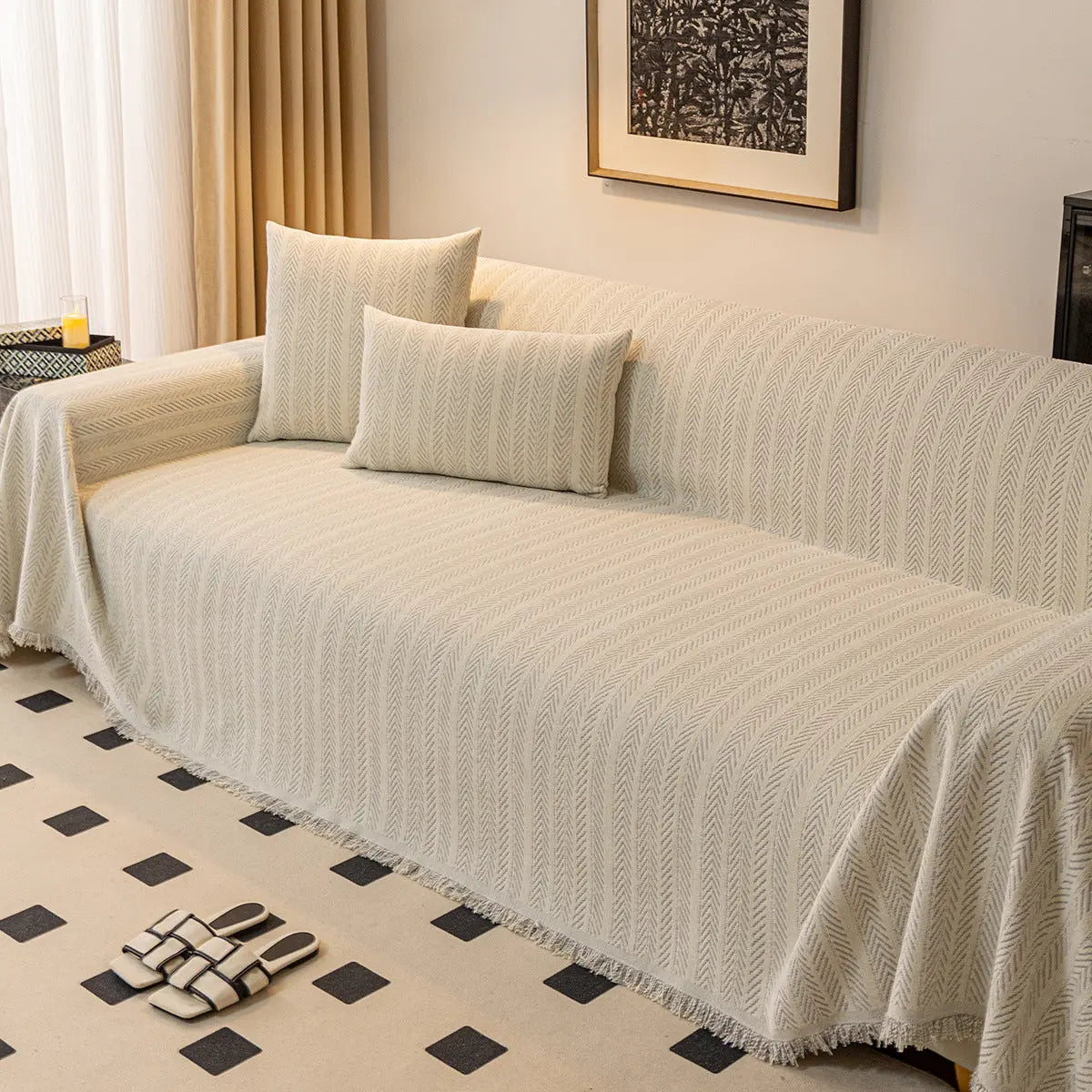 Plaid Canapé Moderne CHENILLE Gray-180x340cm