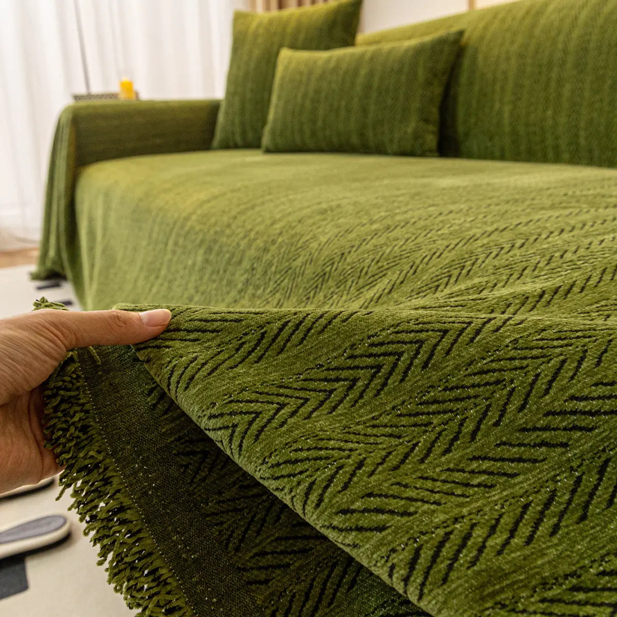 Plaid Canapé Moderne CHENILLE Green-180x260cm