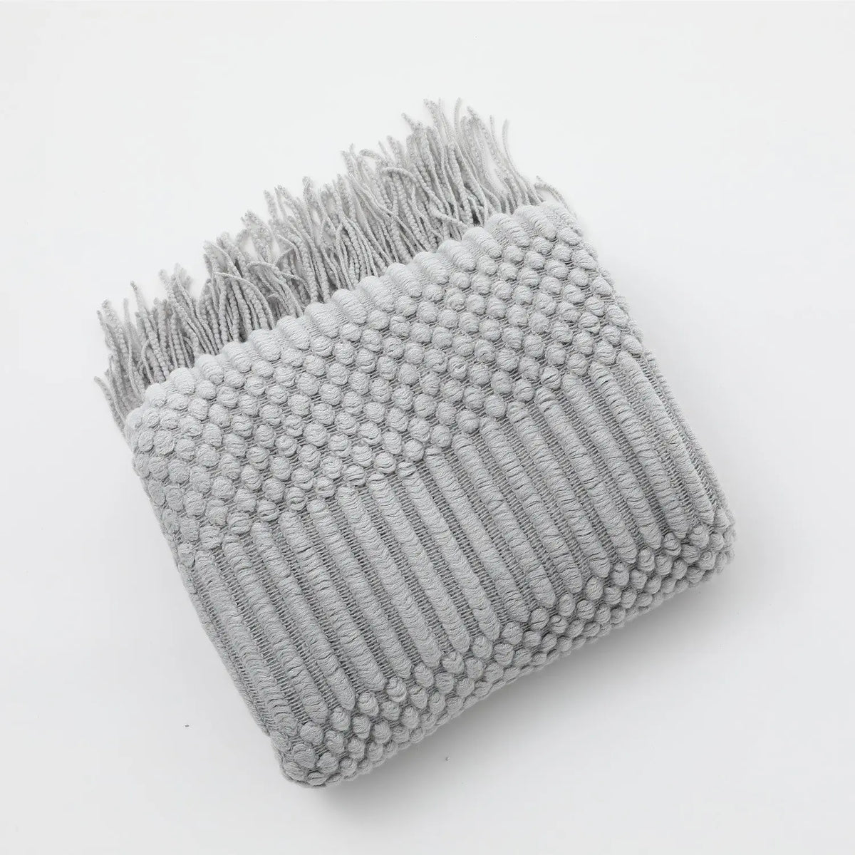 Plaid Canapé Moderne KIVARA Light Gray-130X230CM Including Tassels