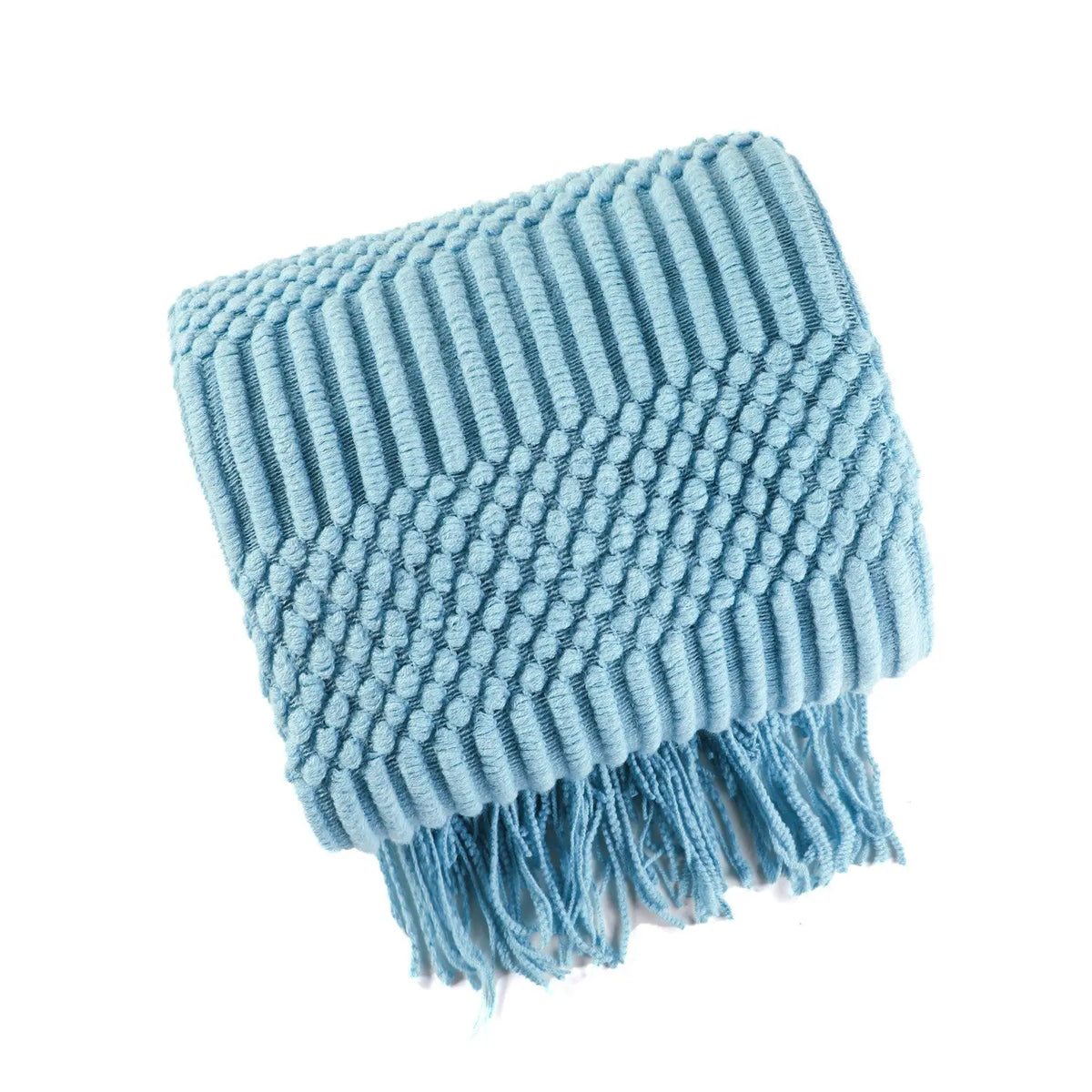 Plaid Canapé Moderne KIVARA Lake Blue-130X230CM Including Tassels
