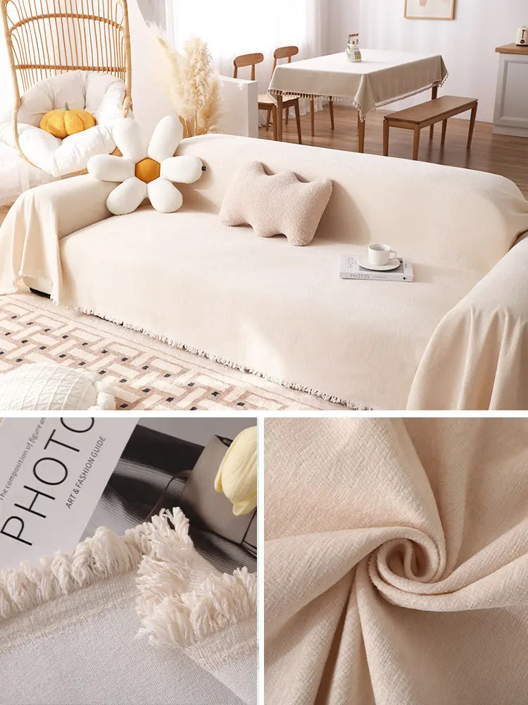 Plaid Canapé Multifonctionnel JUNEQ Yb Youyun Creamy White-180X360cm