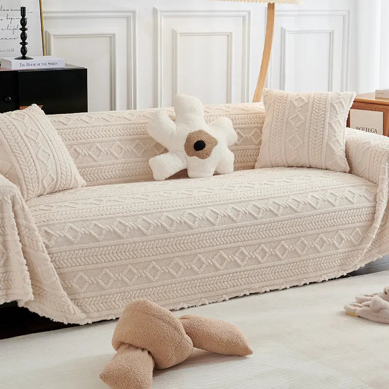Plaid Canapé Velours ChaleurScratch Warm Fleece Beige-180x150CM