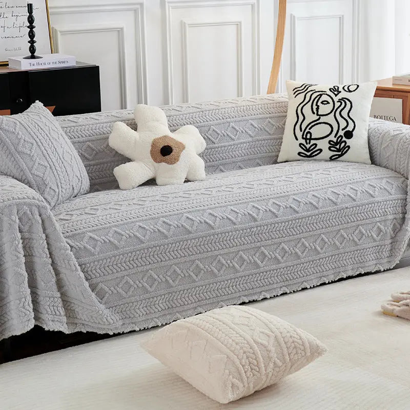 Plaid Canapé Velours ChaleurScratch Warm Fleece Grey-180x380CM