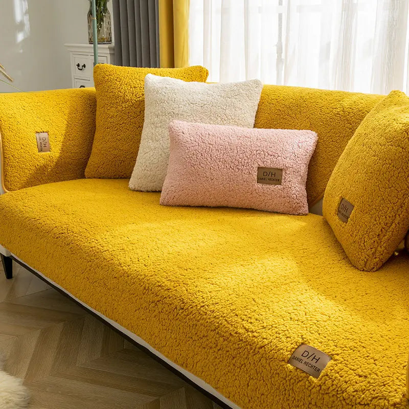 Plaid Canapé Anti-Glisse LELLEN Yellow-110x180cm
