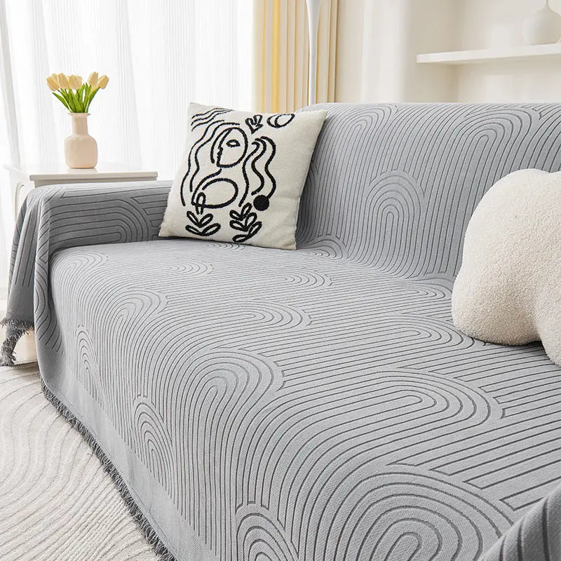 Plaid Canapé Anti-Griffes CHENILI YB Qi Feng Volume Gray-180x380cm