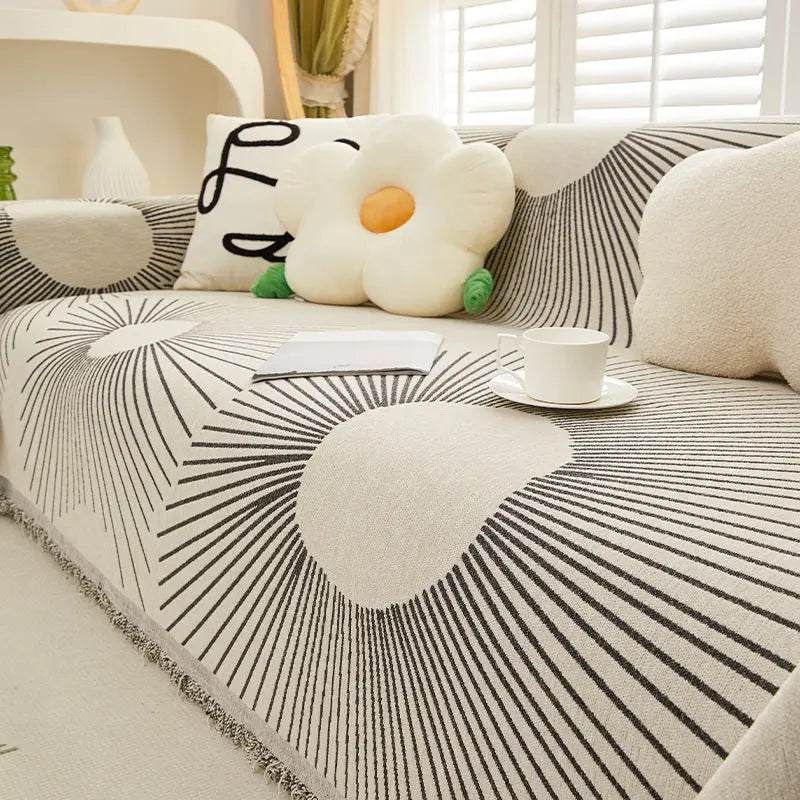 Plaid Canapé Anti-Griffure CHENYE MY2 Nordic Lines Black-180x230cm