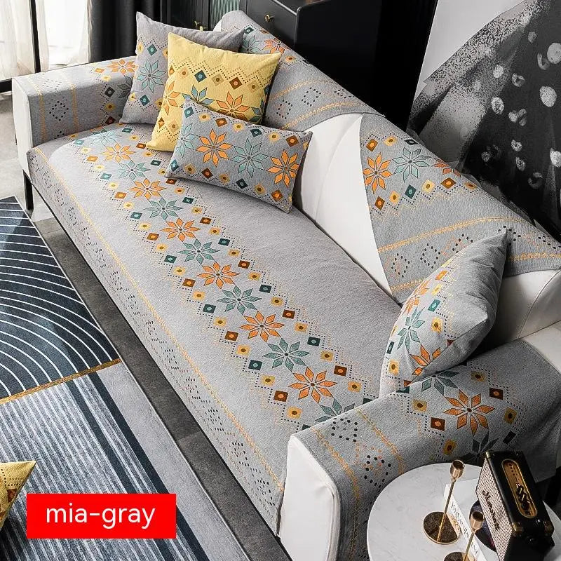 Plaid Canapé Chenille Antidérapant MIA Gray-110 × 210