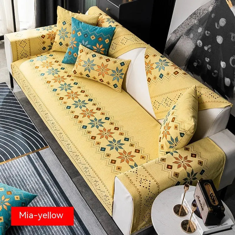 Plaid Canapé Chenille Antidérapant MIA Yellow-90 × 240