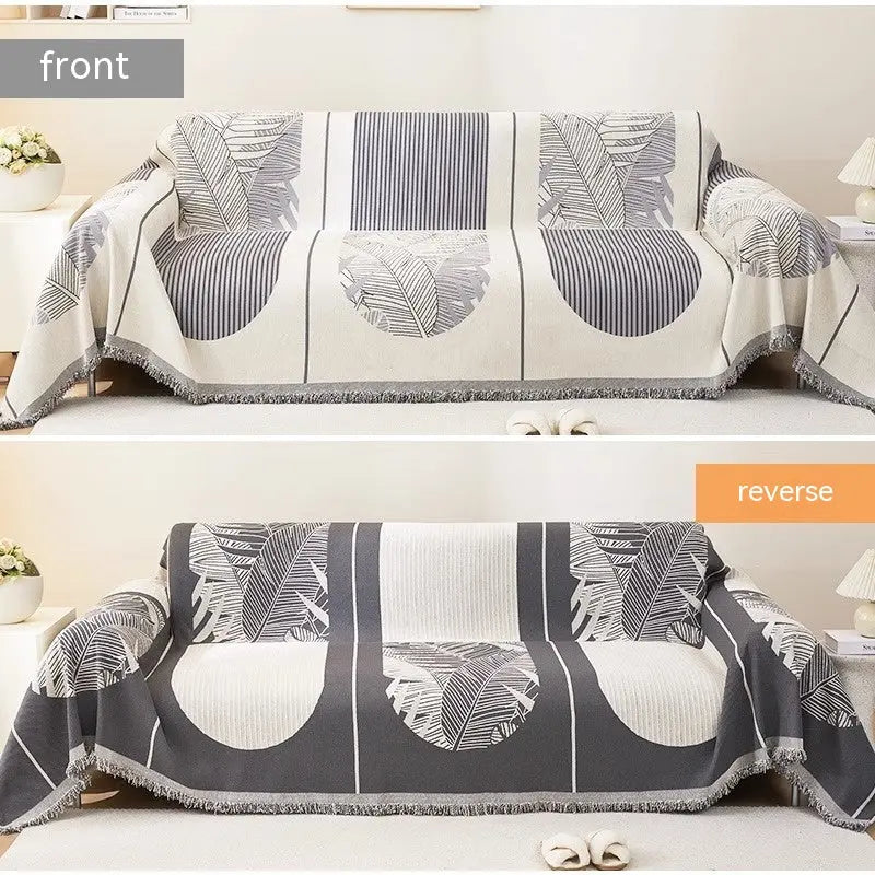 Plaid Canapé Chenille Chaleureux FLORO Feather Leaf Gray-180x260cm