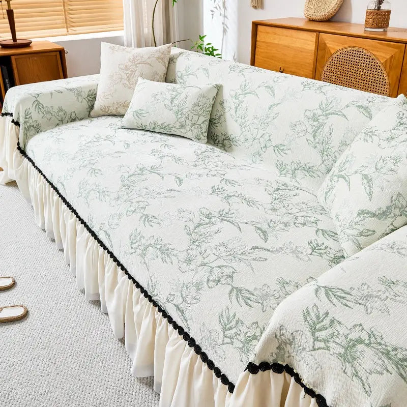 Plaid Canapé Chenille Classique FLOREA Green-180x460cm