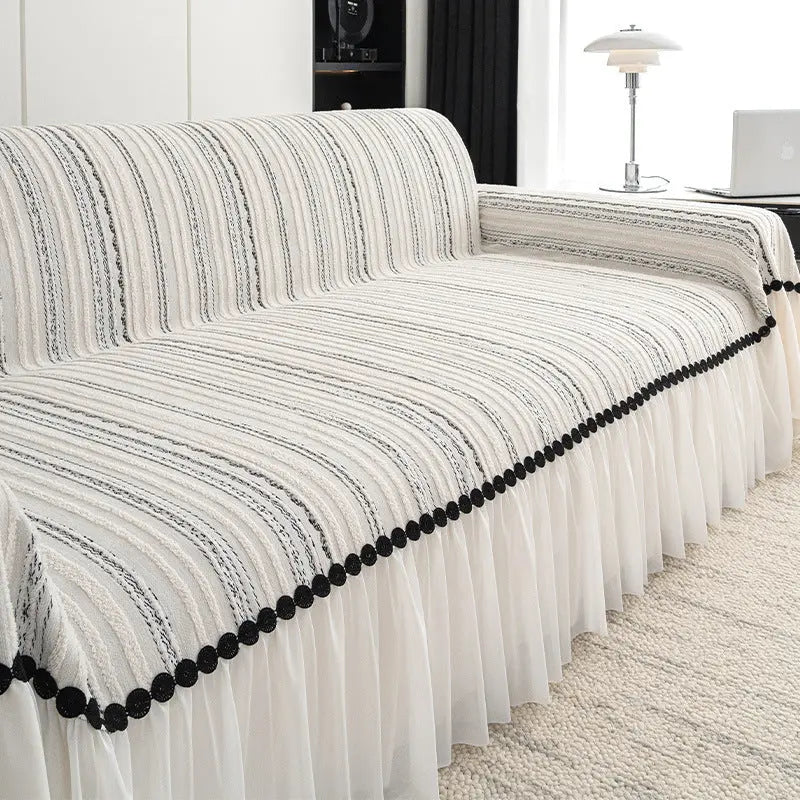 Plaid Canapé Chenille Élégant SOFILA Black And White-180X300cm