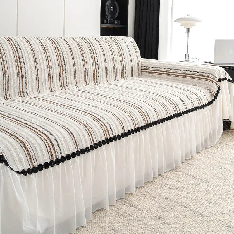 Plaid Canapé Chenille Élégant SOFILA Coffee White-180X130cm