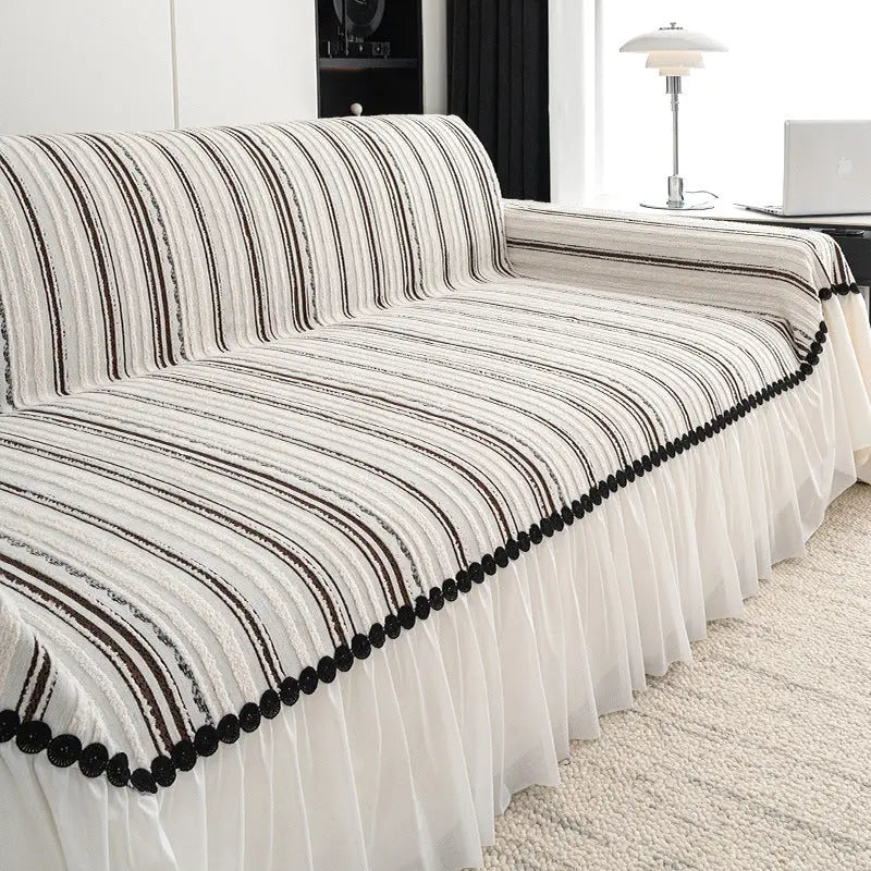 Plaid Canapé Chenille Élégant SOFILA Brown White-180X320cm