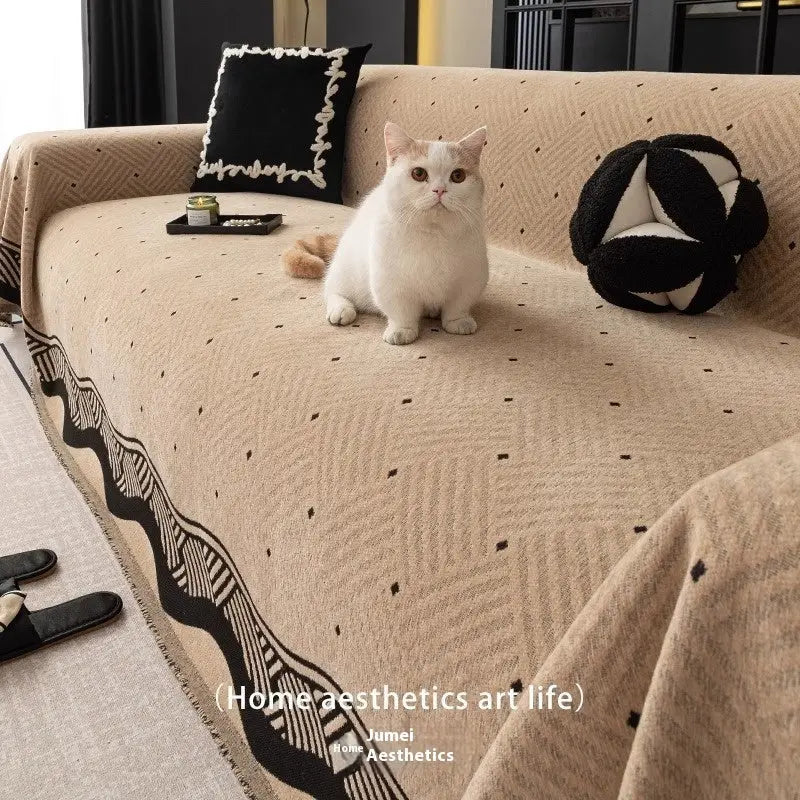 Plaid Canapé Chenille Élégant SOLINO Khaki-180X180cm