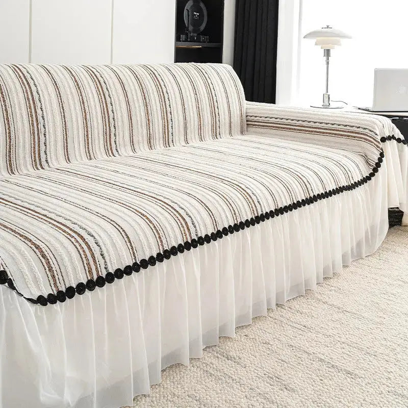 Plaid Canapé Chenille Élégant **TWICORA** Coffee White-180X200cm