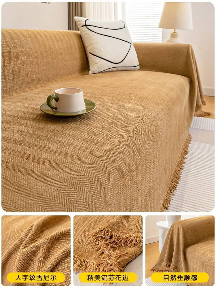 Plaid Canapé Chenille PROTECTOR Cream coffee-180x300cm