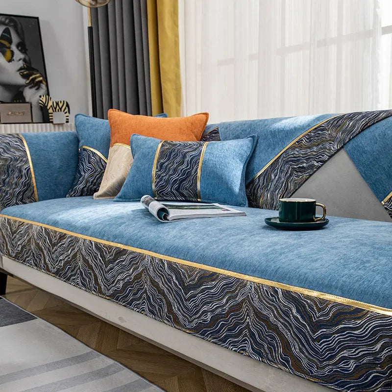 Plaid Canapé Chic Chenille LUXORA Blue-110x180