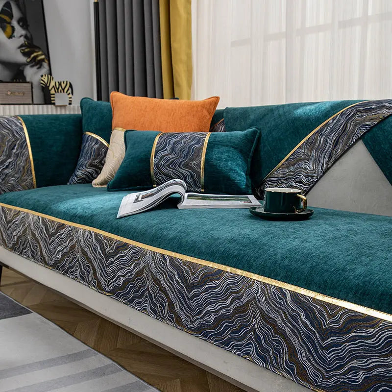 Plaid Canapé Chic Chenille LUXORA Dark green-30x50cm pillowcase