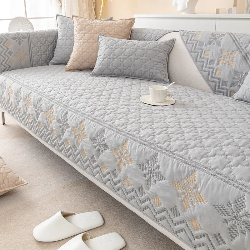 Plaid Canapé Coton Jersey PLAODECO Style Light Gray-90x180cm