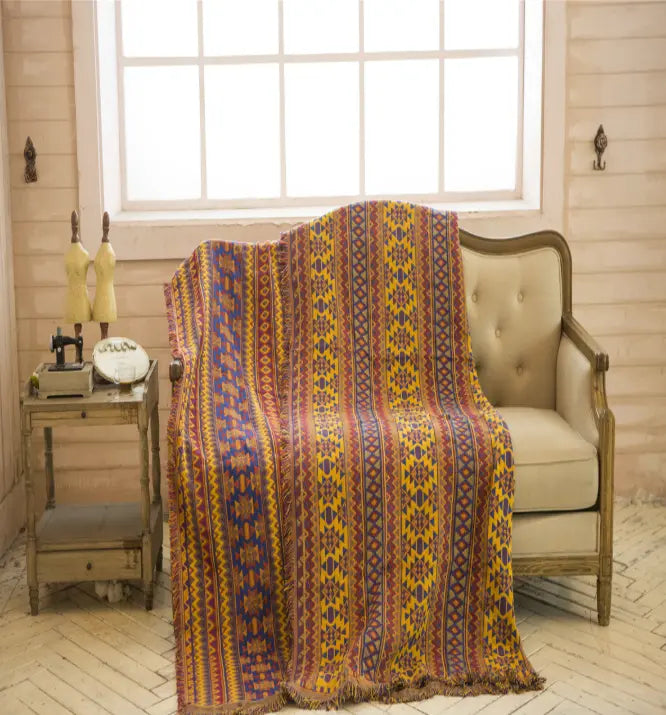 Plaid Canapé Coton Méditerranéen GEOMYN Brown-230x330cm