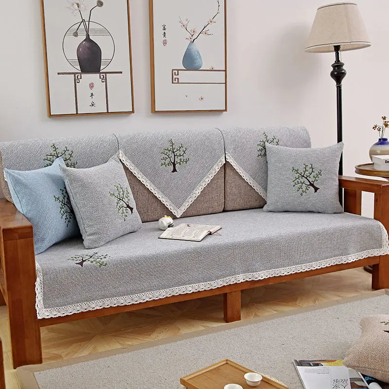 Plaid Canapé Coton Minimalist TRESPA Youth tree grey-90x90cm